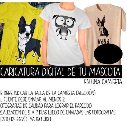 Caricatura Digital de tu mascota en una camiseta