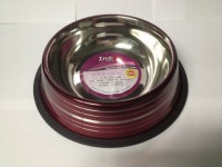 Comedero Cat No Tip Dish Silver Burgundy 16 Oz