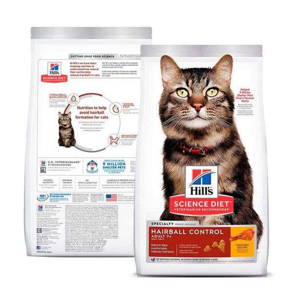 Hill's® Science Diet® Adult 7+ Hairball Control, alimento para gatos adultos mayores, control de bolas de pelo