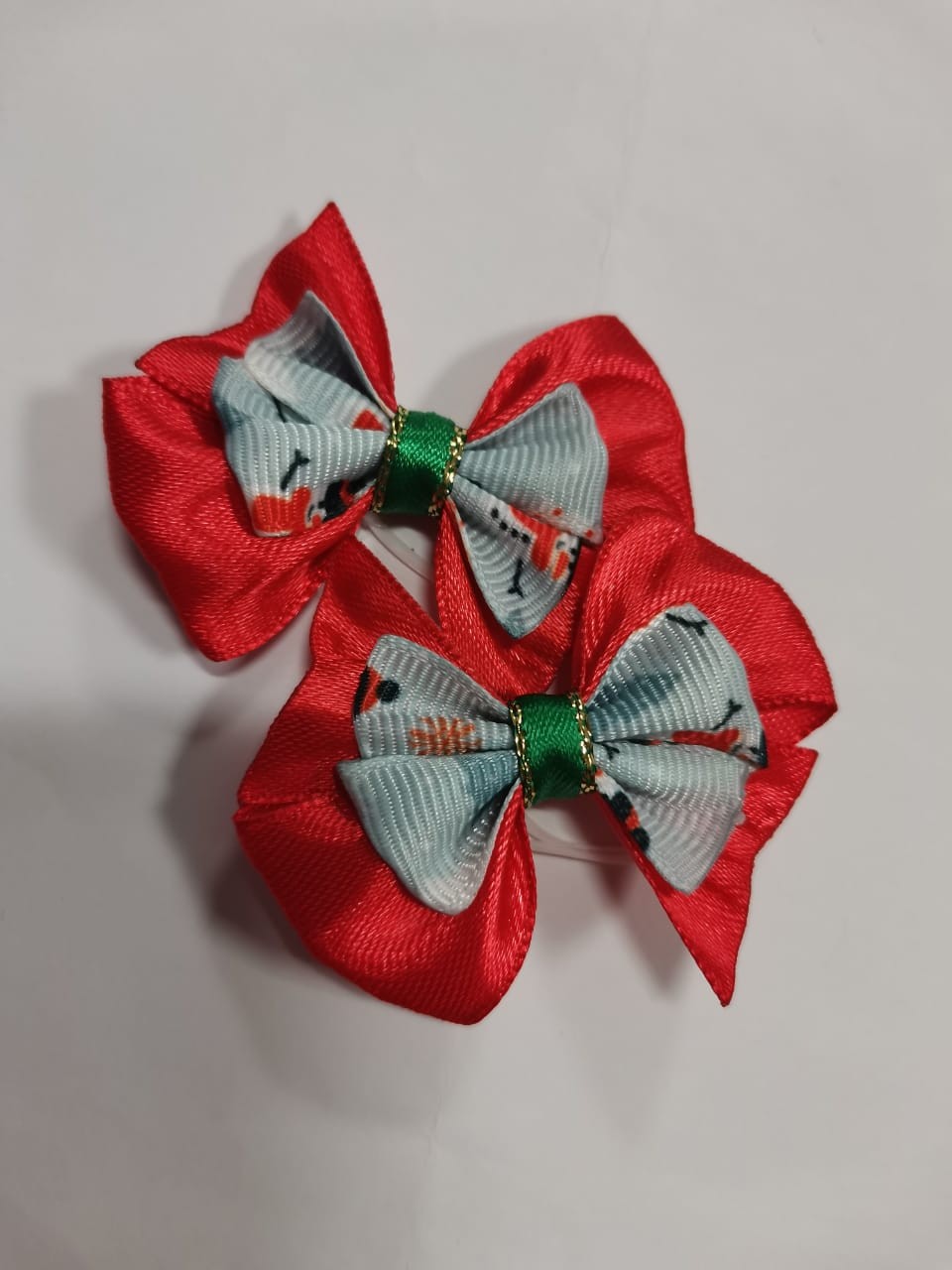 Lazos Navideño Rojo con Gris