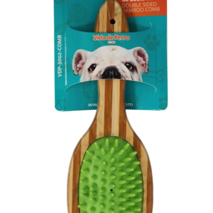 Cepillo Bambú Verde doble cara Vida de Perro (24*7.7*5.3CM)