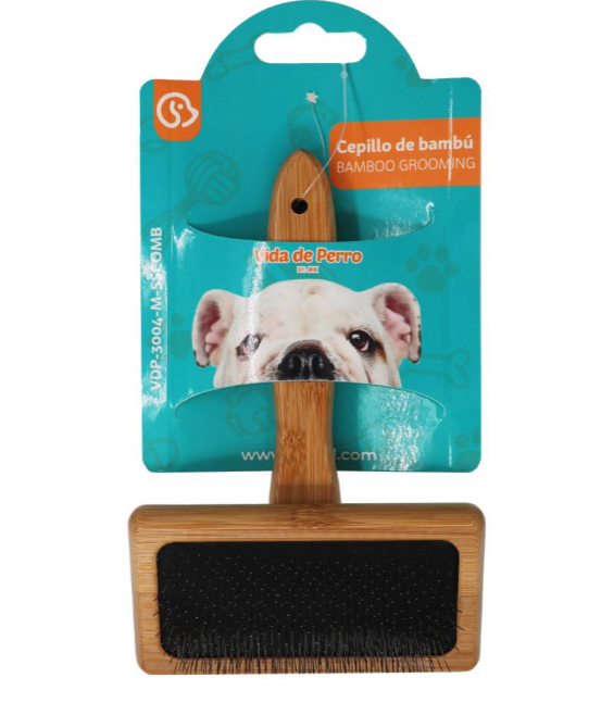 Cepillo Grooming Slicker de Bambu VIDA DE PERRO