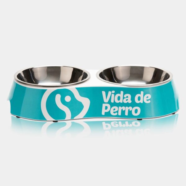 Plato doble acero inoxidable VIDA DE PERRO
