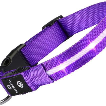 Masbrill - Collar para perro con luz LED, 100 % impermeable