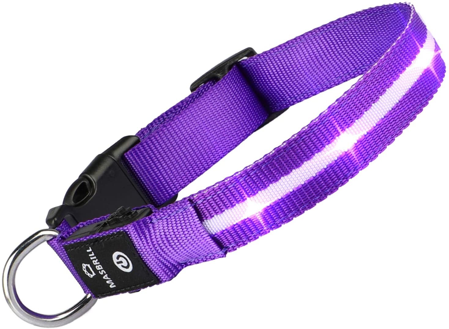 Masbrill - Collar para perro con luz LED, 100 % impermeable