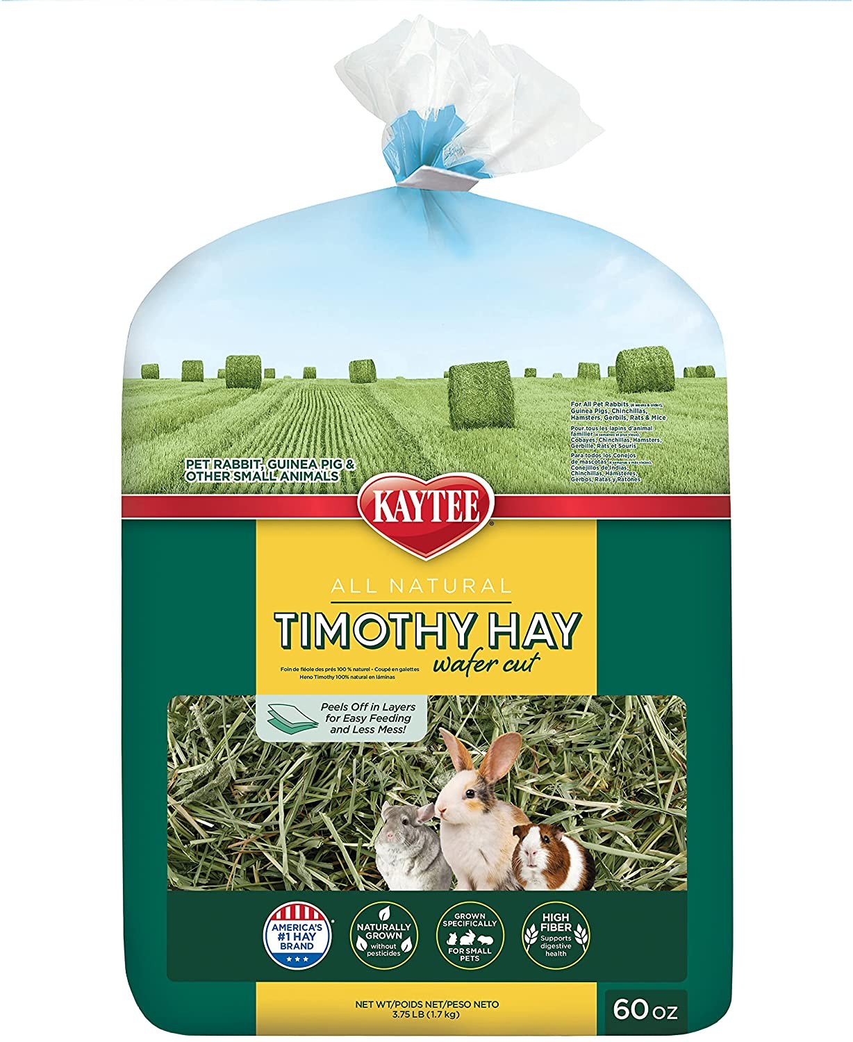 Kaytee Heno natural Timothy para mascotas de animales pequeños 60oz