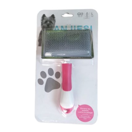 Cepillo Groming Slicker Brush cuadrado rosado