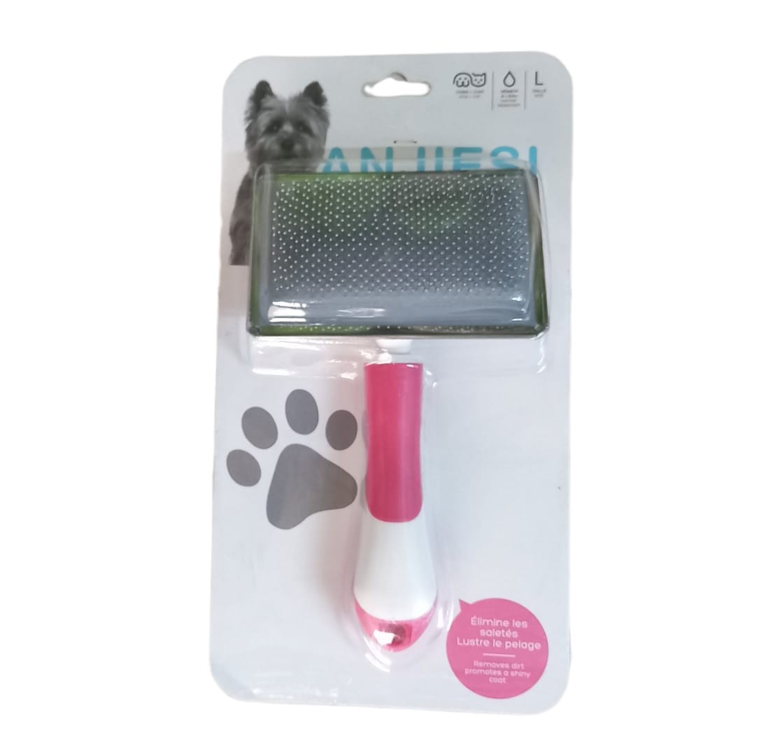 Cepillo Groming Slicker Brush cuadrado rosado