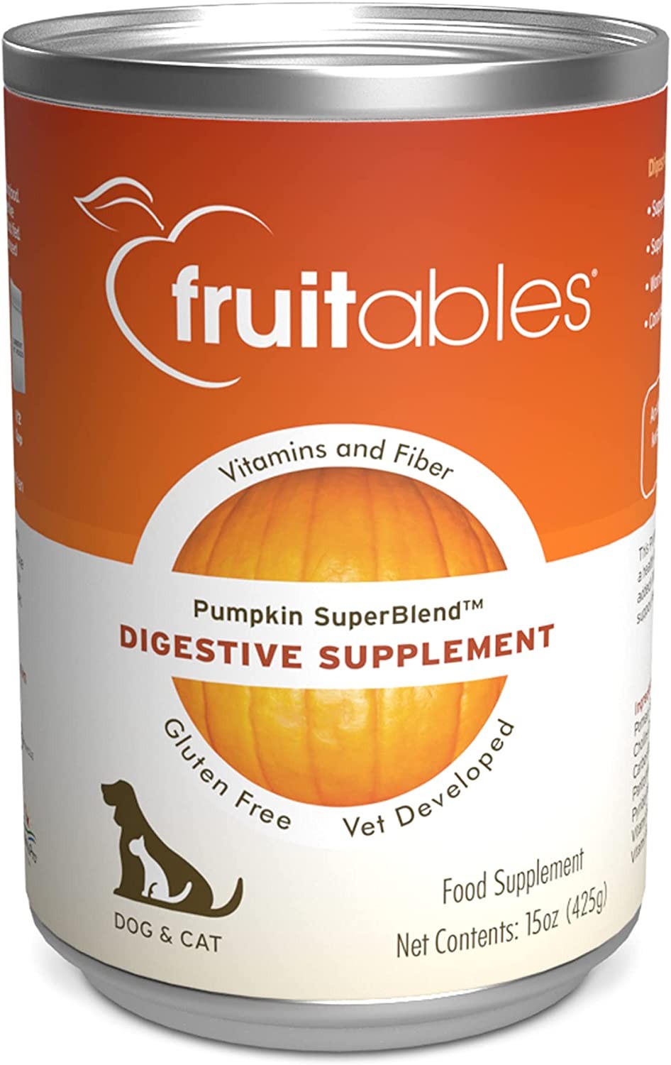 Fruitables Suplemento Digestivo De Calabaza Con Fibra Saludable Para Nutrición De Mascotas 15 Onzas