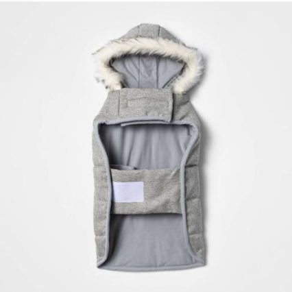 Chaleco Perro Con Capucha, Talla L, Gris