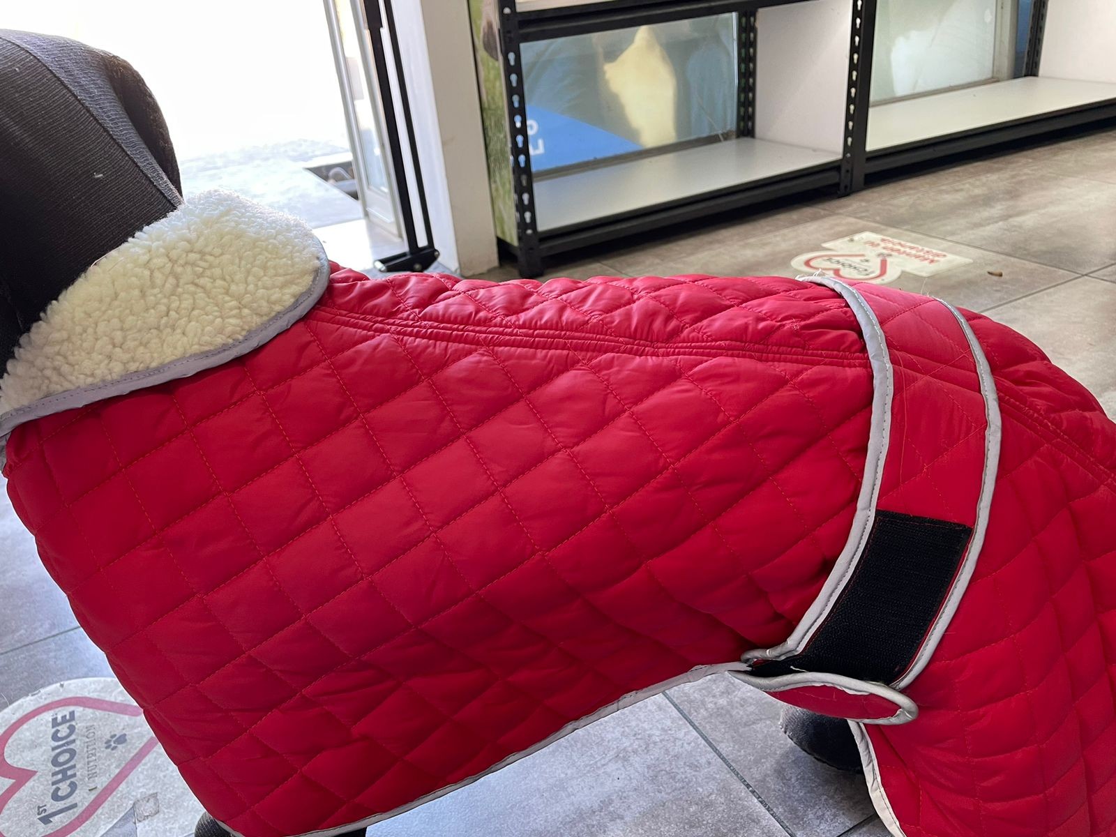 Chaleco reversible cuadros rojo-XL