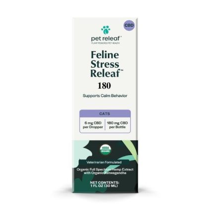 PET RELEAF - FELINE STRESS RELEAF HEMP OIL ORGANIC CBD 180mg