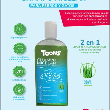 CHAMPÚ MICELAR PARA PERROS Y GATOS