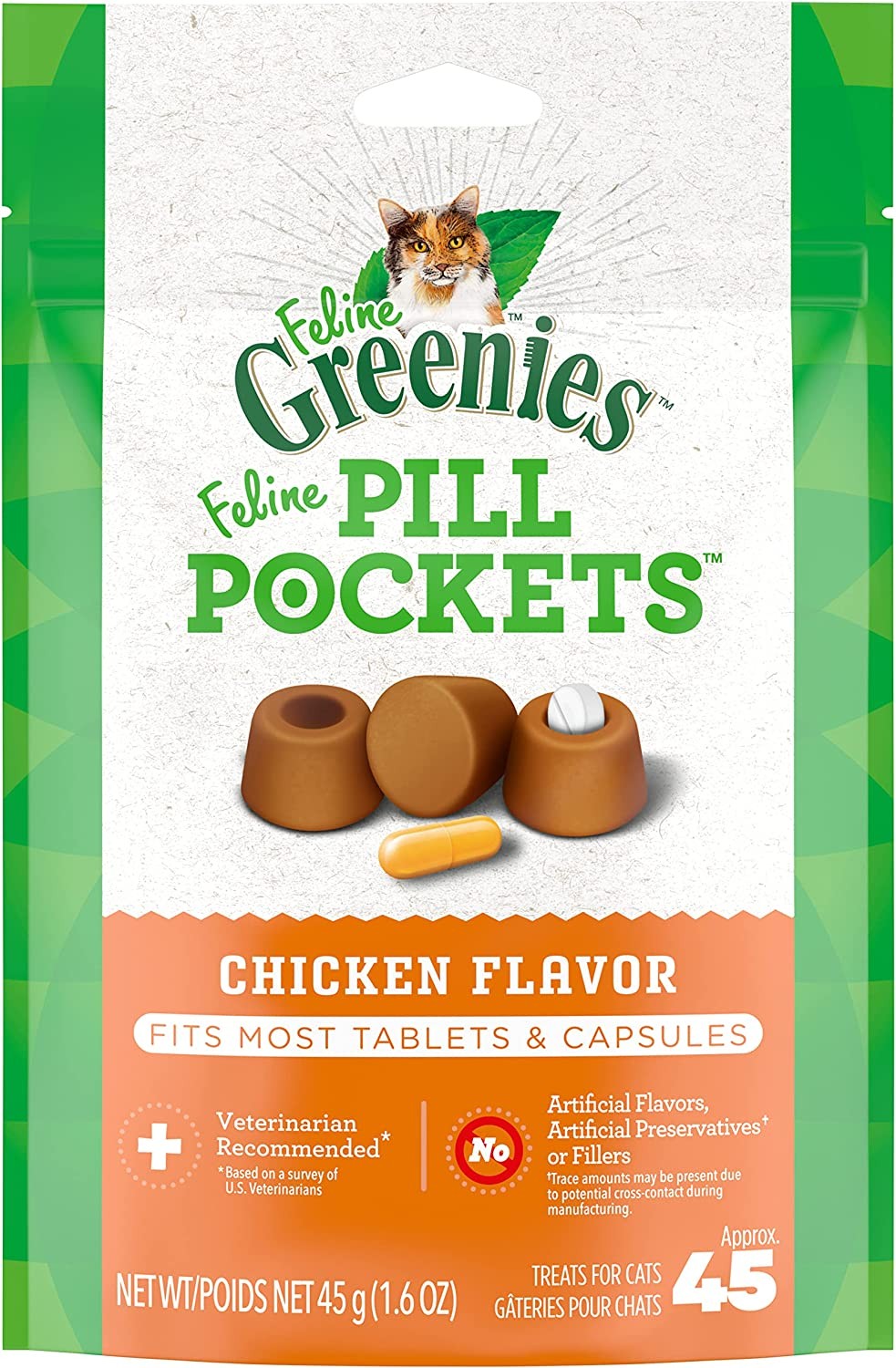 Greenies Pocket Treats para gato sabor Pollo (1.6oz)