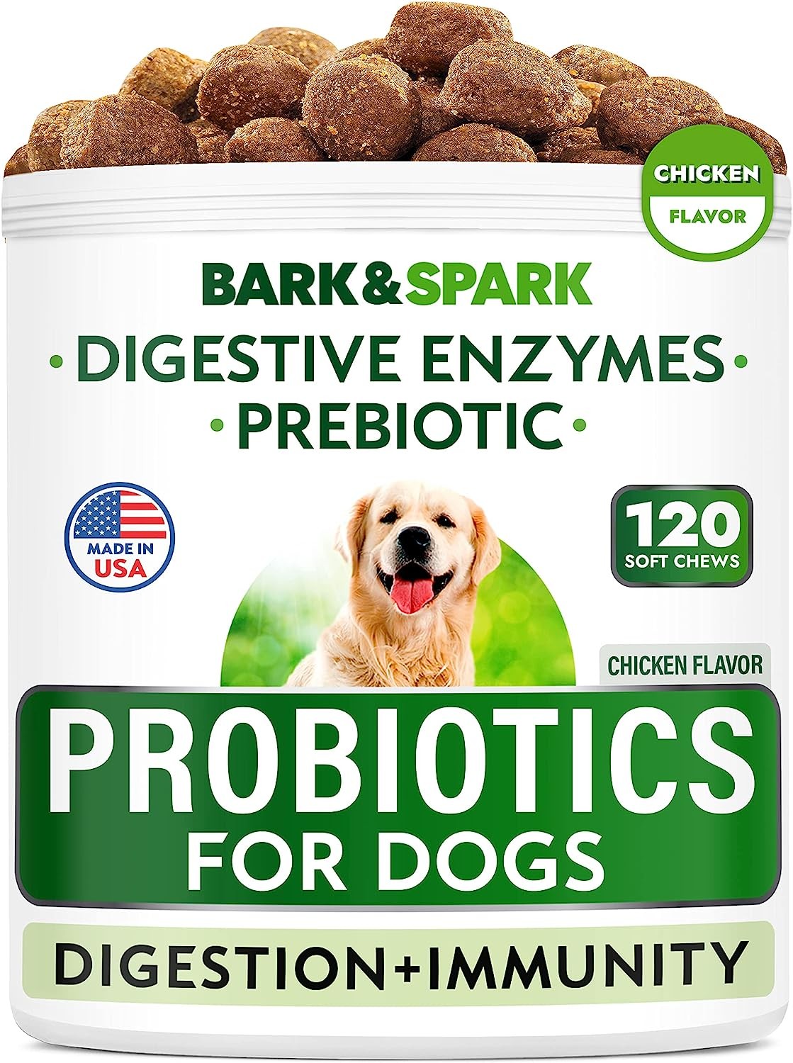 Bark & Spark Probióticos masticables para perros 120 unidades