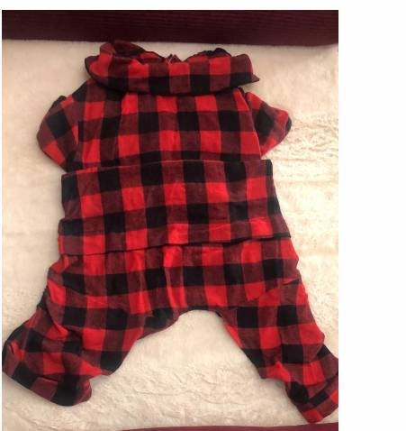 Enterizo para perro talla L color rojo y negro