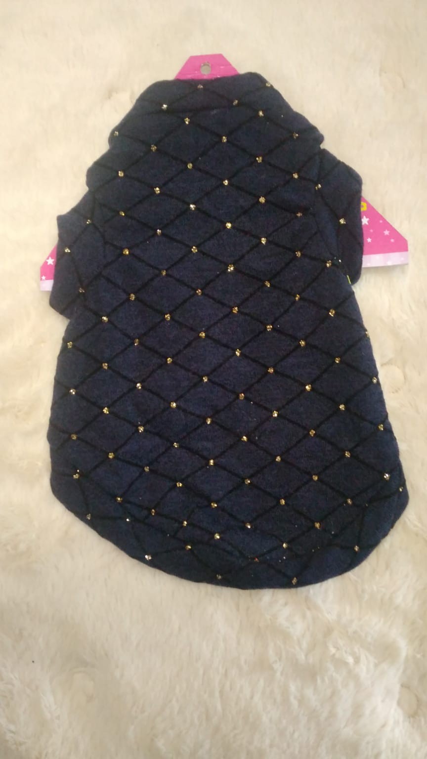 Camisa color azul oscuro con puntitos brillantes talla XS