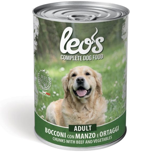 Leo's Bocconi lata perro adulto ternera y verduras 415g