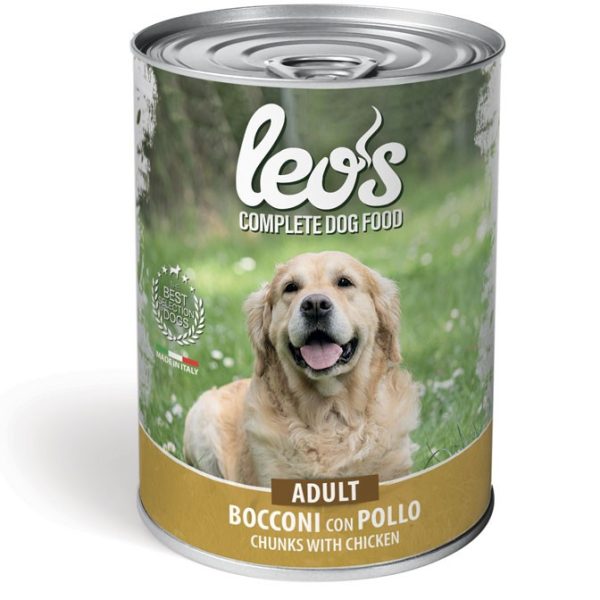 Leo's Bocconi lata perro adulto con pollo 415g