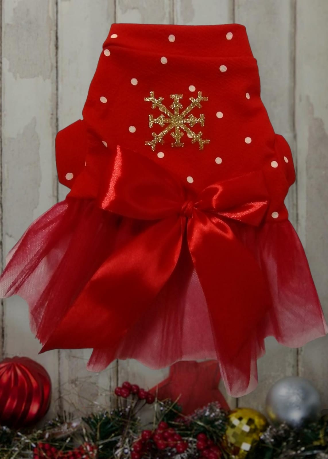 Vestido navideño con lazo