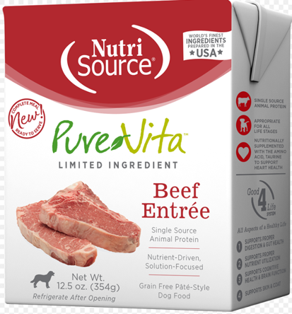 Nutrisource Pure Vita Beef Entree Paté Grain Free 354gr