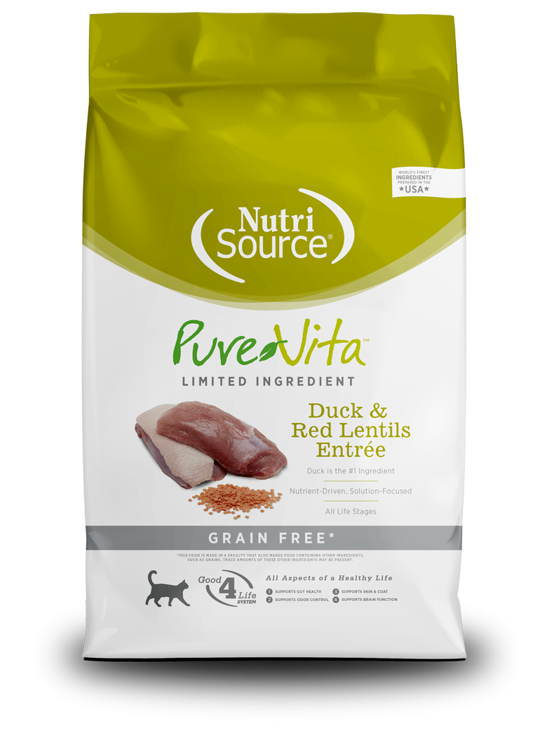 Nutri Source Pure Vita Duck & Red Lentils Para Gato Libre de Granos (Pato Y Lentejas Rojas) 6,6 lb