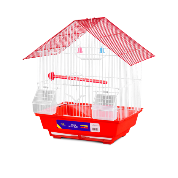 Jaula para aves con techo triangular