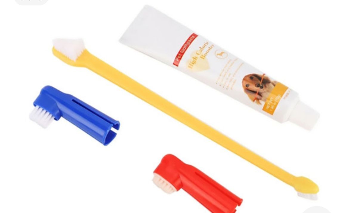 Kit Dental Cepillo De Dientes Para Perro, Pasta Y Dedales
