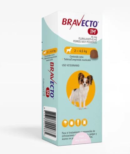 BRAVECTO® 1Mes de 45 mg (2 a 4.5 KG)