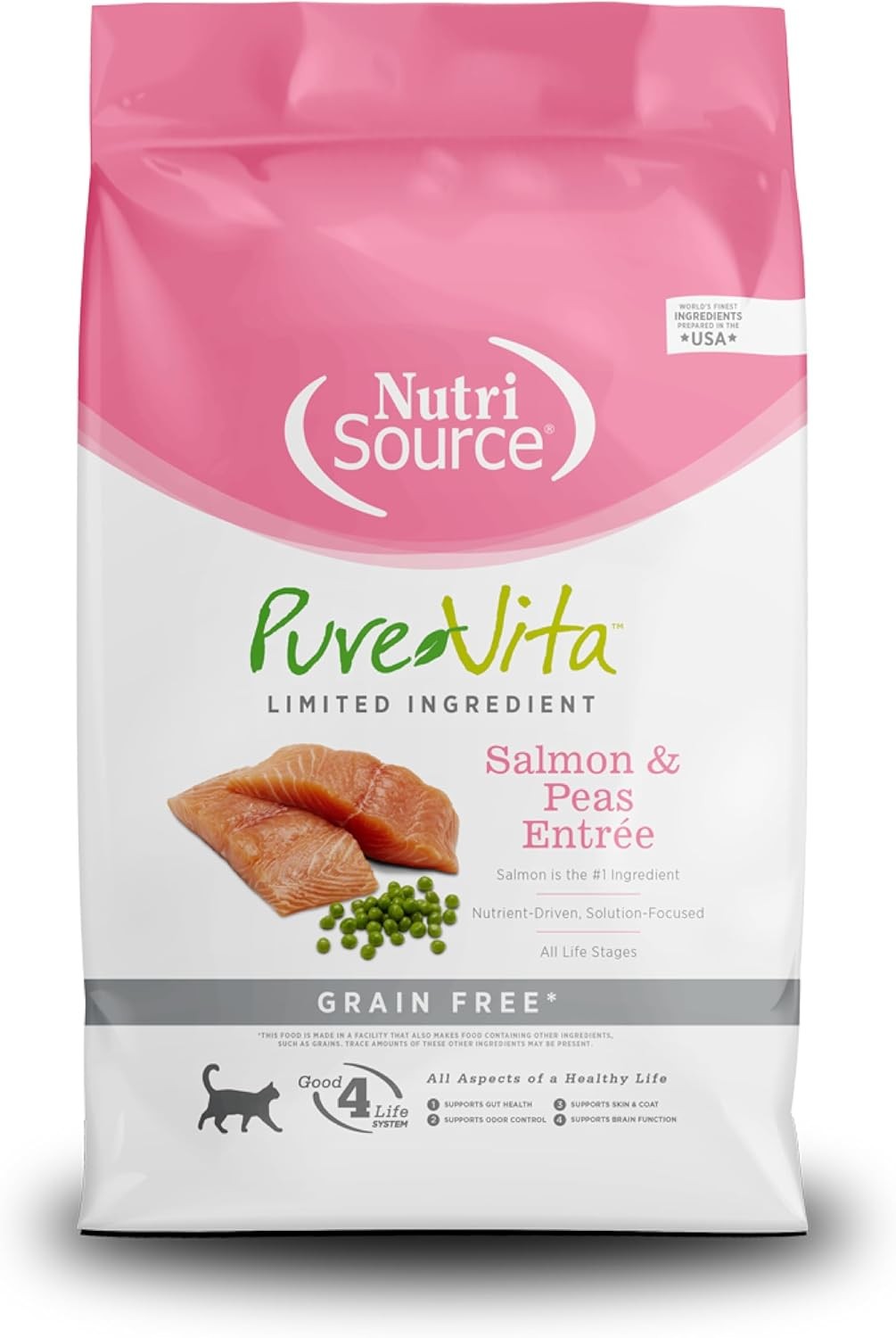 NutriSource Pure Vita Grain Free Cat Food, Salmon and Peas,